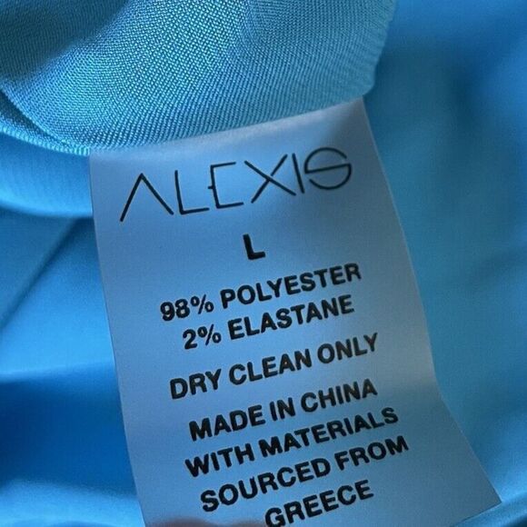 ALEXIS Lune Gown Womens Large L Blue Sleeveless Cutout A-Line Maxi Satin - Picture 12 of 14